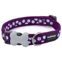 Red Dingo Dog Collar Spots Purple/White Small
